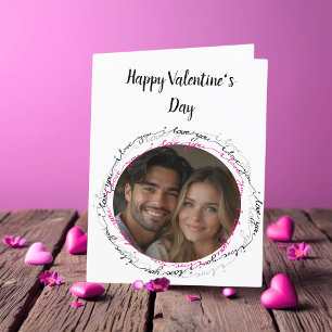 Chic I Love You Valentine custom photo Holiday Card