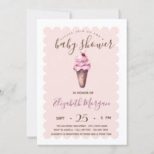Chic Ice cream Striped Baby Shower Invitation