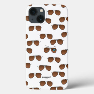 Chic iconic winkS Aviator Glasses Brown Pattern iPhone 13 Case
