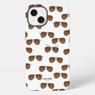 Chic iconic winkS Aviator Glasses Brown Pattern iPhone 13 Case
