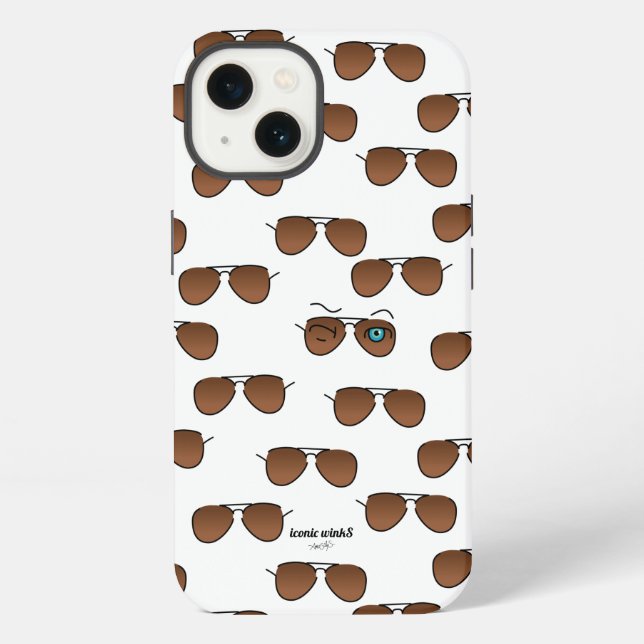 Chic iconic winkS Aviator Glasses Brown Pattern iPhone Case (Back)
