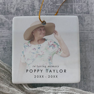 Chic In Loving Memory Grandma Photo Memorial Ceramic Ornament