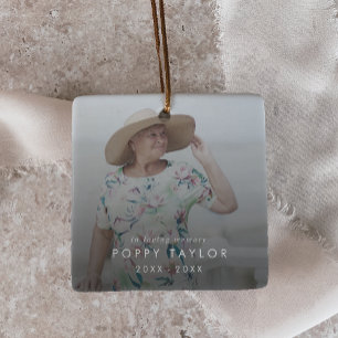 Chic In Loving Memory Mom Memorial Photo Overlay Ceramic Ornament