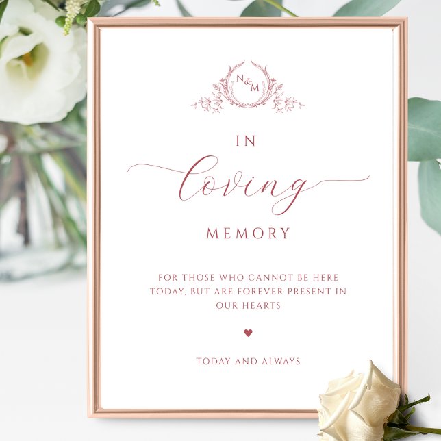 Chic In loving Memory, Monogrammed Burgundy Sign (Creator Uploaded)