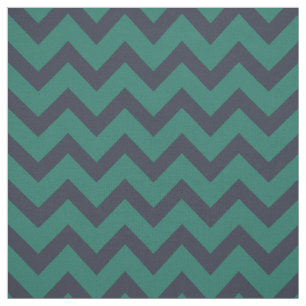 Chic indigo blue and emerald green chevron pattern fabric