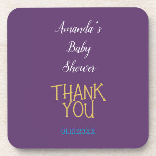Chic Indigo Gold Colour Minimalist Baby Shower Coaster