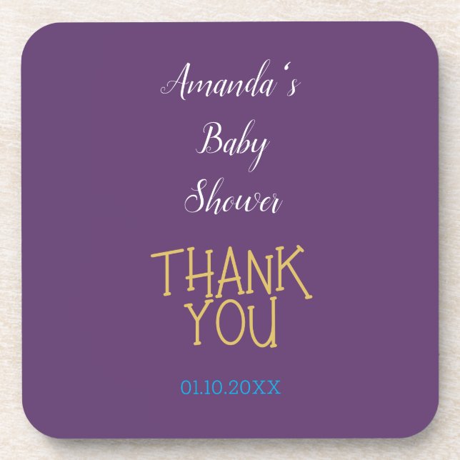 Chic Indigo Gold Colour Minimalist Baby Shower Coaster (Front)