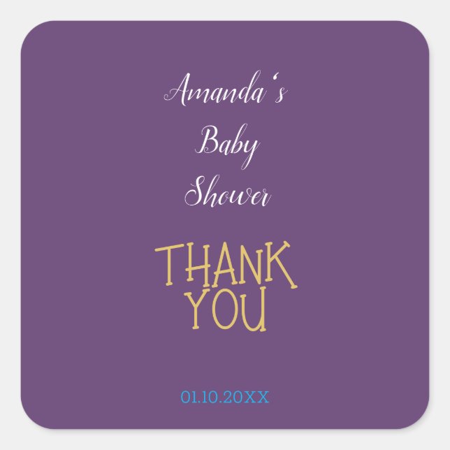 Chic Indigo Gold Colour Minimalist Baby Shower Square Sticker (Front)