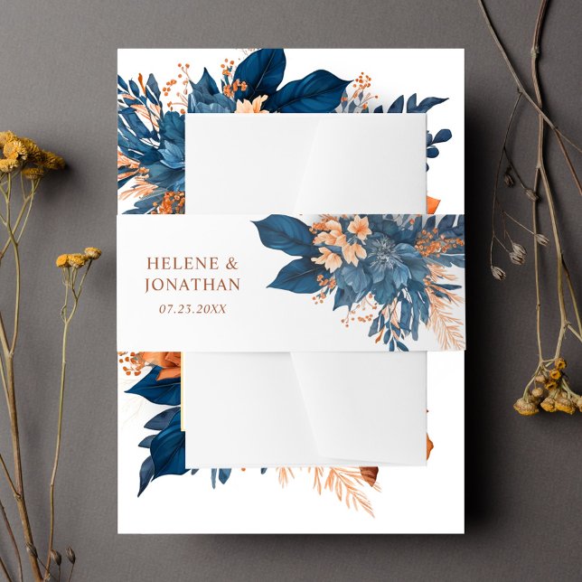 Chic Indigo Rust Wedding Invitation Belly Band (Chic Indigo Rust Wedding Invitation Belly Band)