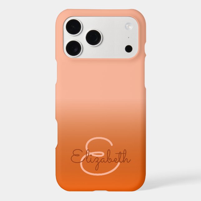 Chic Initial Monogram Cantaloupe Orange Ombre Name (Back)