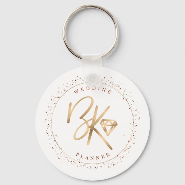 Chic Initials & Confetti Custom Made Company Logo Key Ring (Front)
