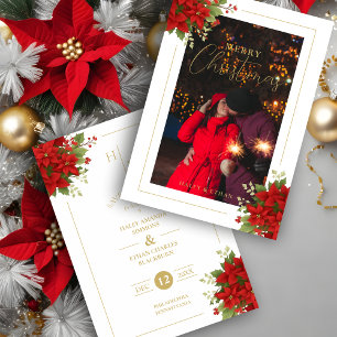 Chic Initials Floral Christmas Bouquets Photo Save The Date