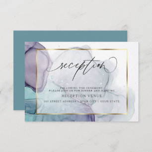 Chic Inky Plum Purple Teal Reception Invitation