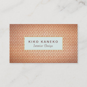 Chic Interior Design Gold Foil Look Blue Plaque Business Card
