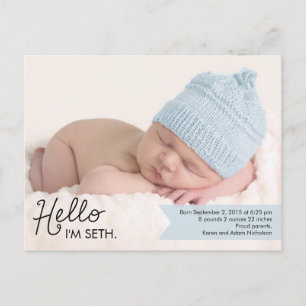 Chic Introduction Birth Announcement - Blue