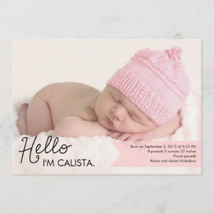 Chic Introduction Birth Announcement - Pink