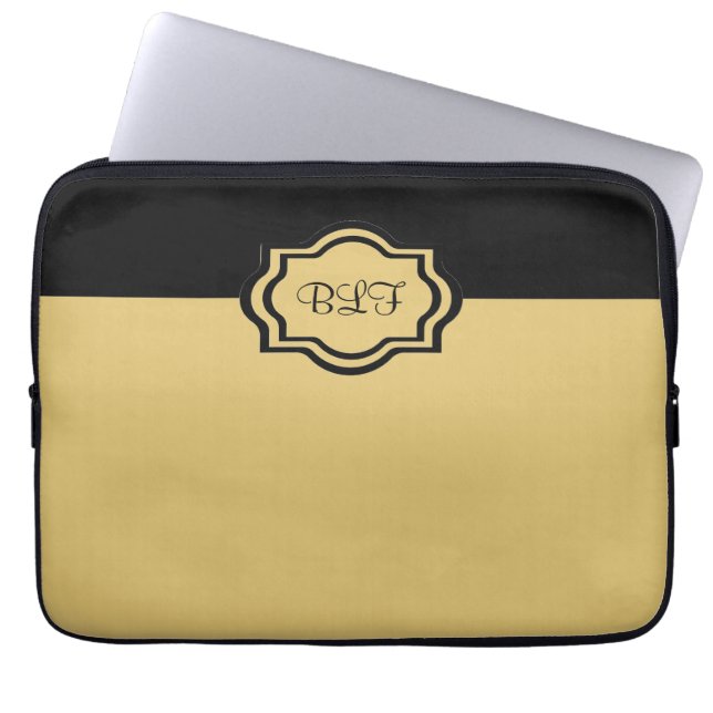 chic ipad sleeve, kakki/with monogram laptop sleeve (Front)