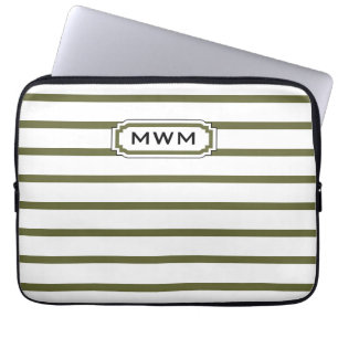 CHIC IPAD SLEEVE_MOSS/WHITE STRIPES LAPTOP SLEEVE