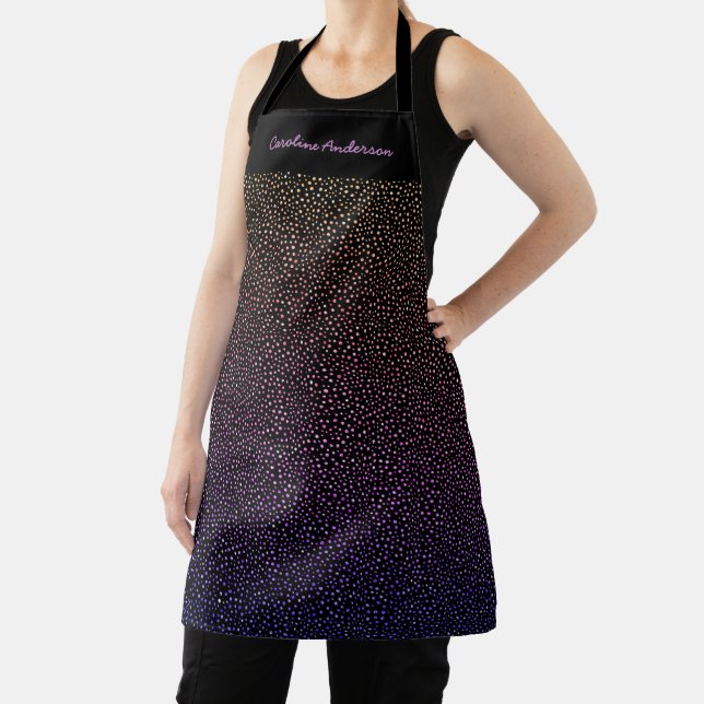 Chic Iridescent Glitter Confetti All-Over Print Apron (Insitu)
