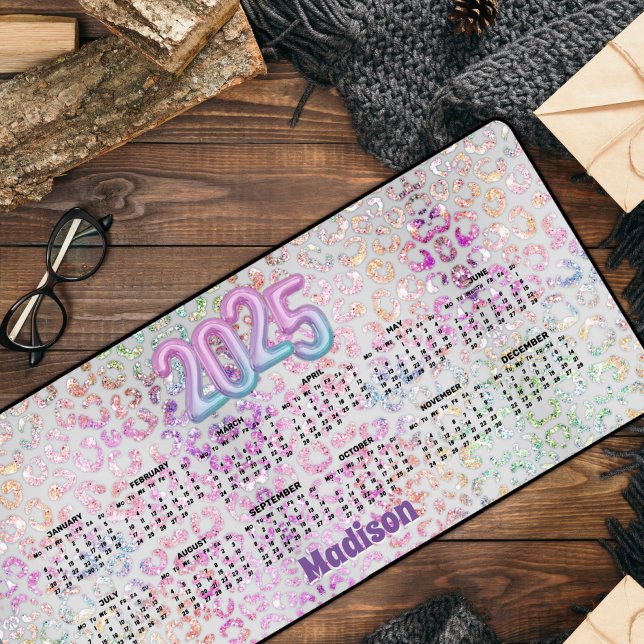 Chic iridescent leopard print 2025 calendar  desk mat (Creator Uploaded)