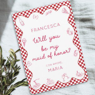 Chic Italian-Themed Fun Maid of Honour Proposal  Card