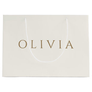 Chic ivory cream  minimalist monogram  large gift  bag