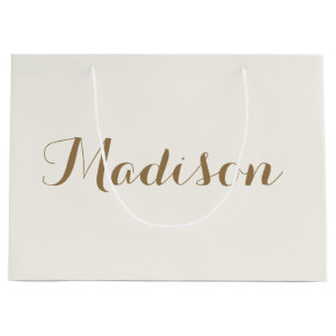 Chic ivory cream  minimalist monogram  large gift  bag