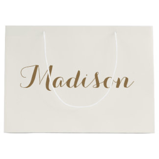 Chic ivory cream  minimalist monogram  large gift  bag