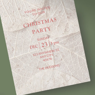 Chic Ivory + Dry Leaf Christmas Party Holiday Card