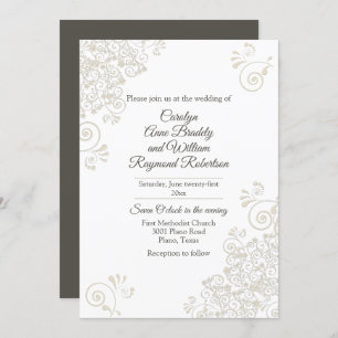 Chic Ivory Flourishes Wedding Invitation