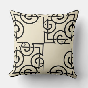Chic Ivory Gold Name Black Throw Pillow