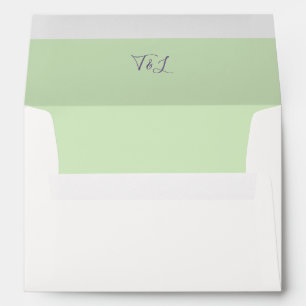 Chic Ivory & Green Initials Wedding Envelope