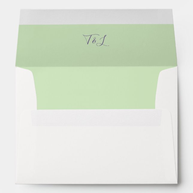 Chic Ivory & Green | Initials Wedding Envelope (Back (Bottom))