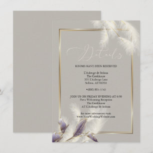 Chic Ivory Pampas Grass Amethyst Anthurium Invitation