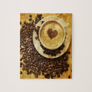 Chic Java cappuccino Coffee Beans Coffee Lover Jigsaw Puzzle