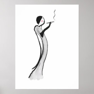 Chic Jazz Age Lady Illustration Poster Print