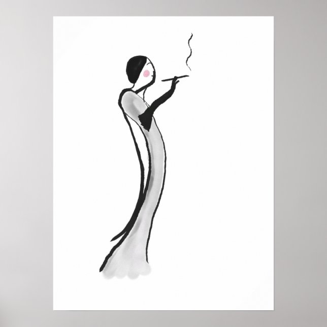 Chic Jazz Age Lady Illustration Poster Print (Front)
