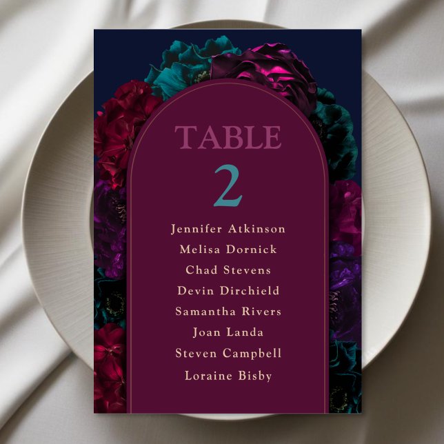 Chic jewel tones flowers wedding numbers seating  table number (Creator Uploaded)