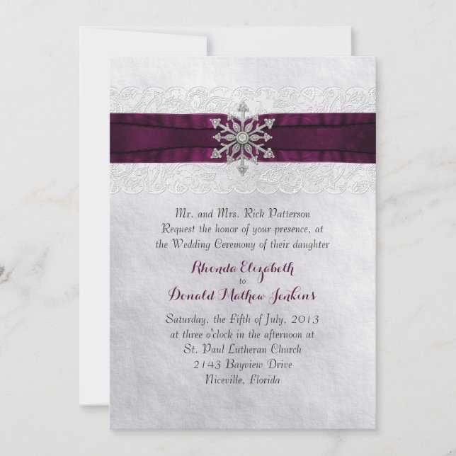 Chic Jewelled Snowflake Wedding Invitation (Front)