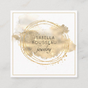 Chic Jewelry Designer Platinum Gold Glitter  Square Business Card