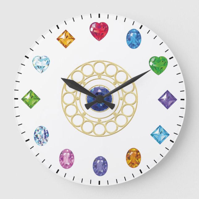 Chic Jewels and Gems Themed Large Clock (Front)