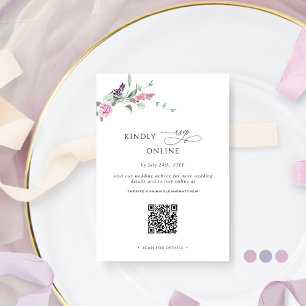 Chic Joyful Pastel Floral RSVP Online, QR Code Enclosure Card