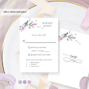 Chic Joyful Pastel Floral With or Without Meals  RSVP Card