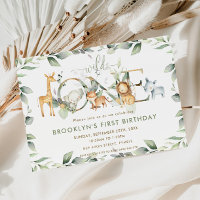 Chic Jungle Animals Greenery 1st Birthday Wild One