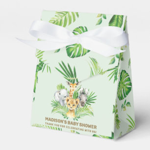 Chic Jungle Animals Greenery Baby Shower Thank You Favour Box