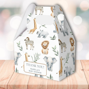 Chic Jungle Animals Greenery Safari Baby Shower Favour Box