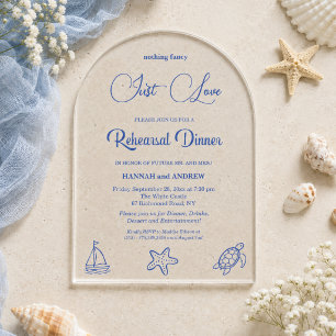Chic Just Love Sea Life Rehearsal Dinner Acrylic Invitations