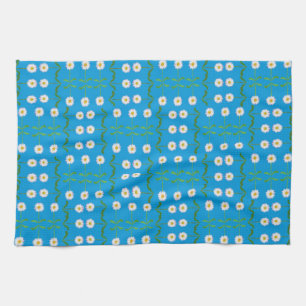 Chic Kitchen Towel: Daisies on Teal Tea Towel