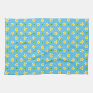 Chic Kitchen Towel: Primroses, Turquoise, Polkas Tea Towel