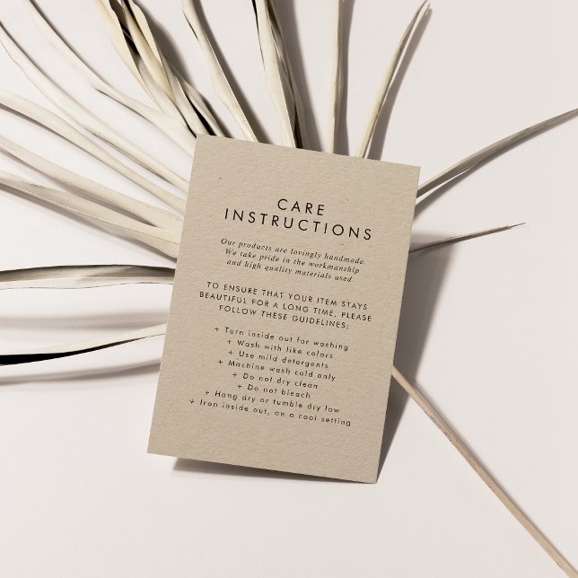 Chic Kraft Business Product Care Instructions Enclosure Card (Creator Uploaded)
